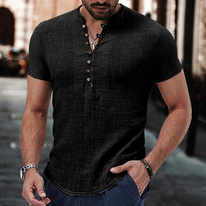 Men's short-sleeve shirt – Slim fit – Breathable fabric – Casual button-down collar
