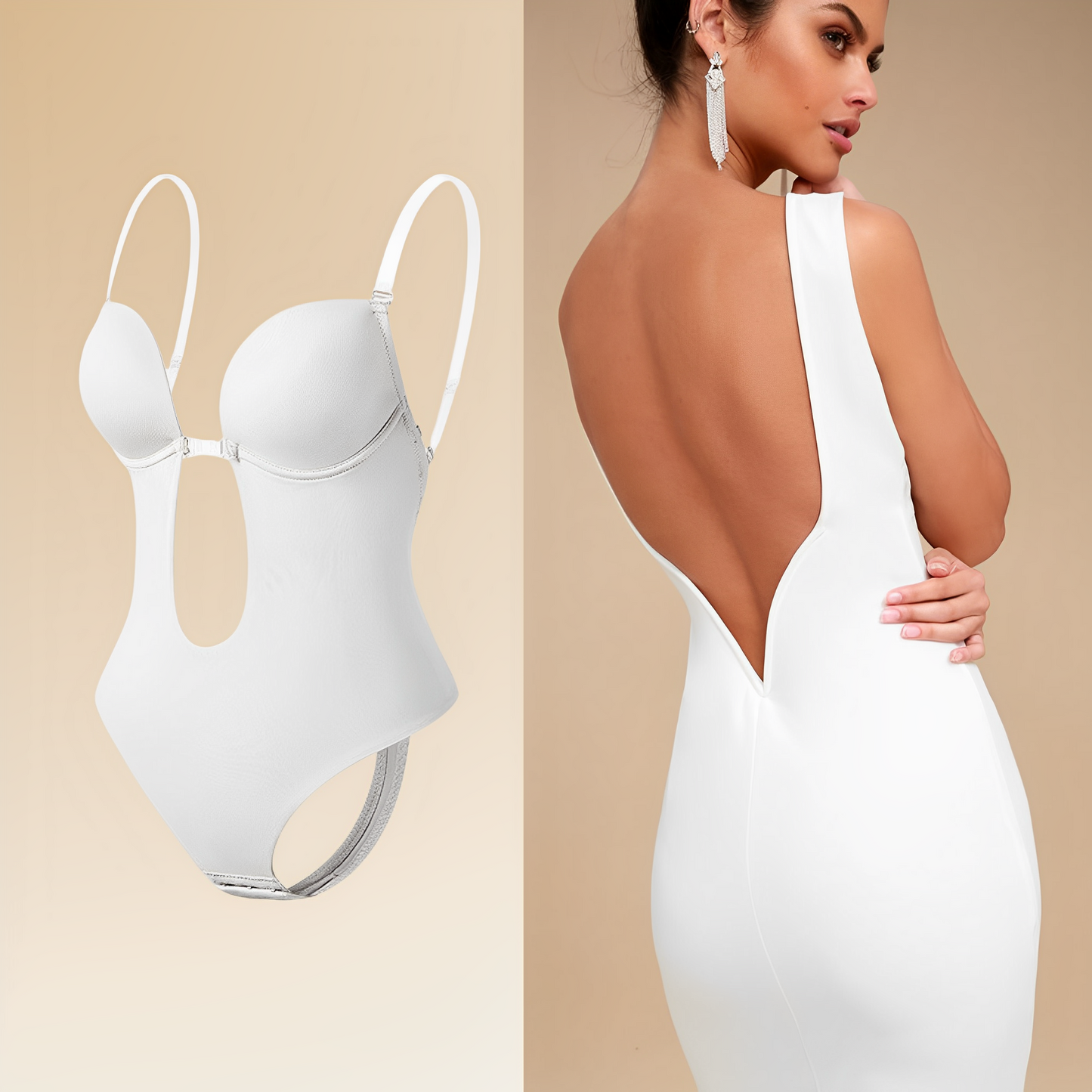 Body femme – Coupe moulante – Dos nu – Découpes stylées – Bretelles réglables