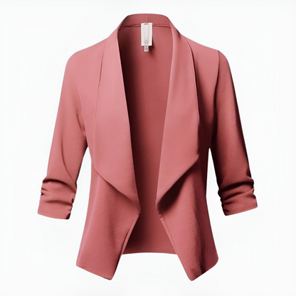 Women's blazer – Fitted cut – Shawl lapel – Open front without fastening – Long sleeves