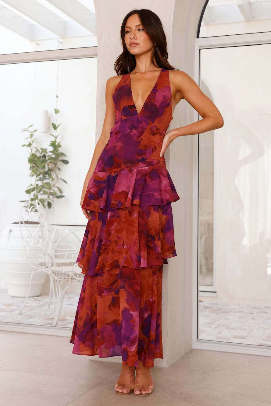 Robe longue femme – Coupe ajustée – Décolleté en V – Jupe à volants – Tissu luxe