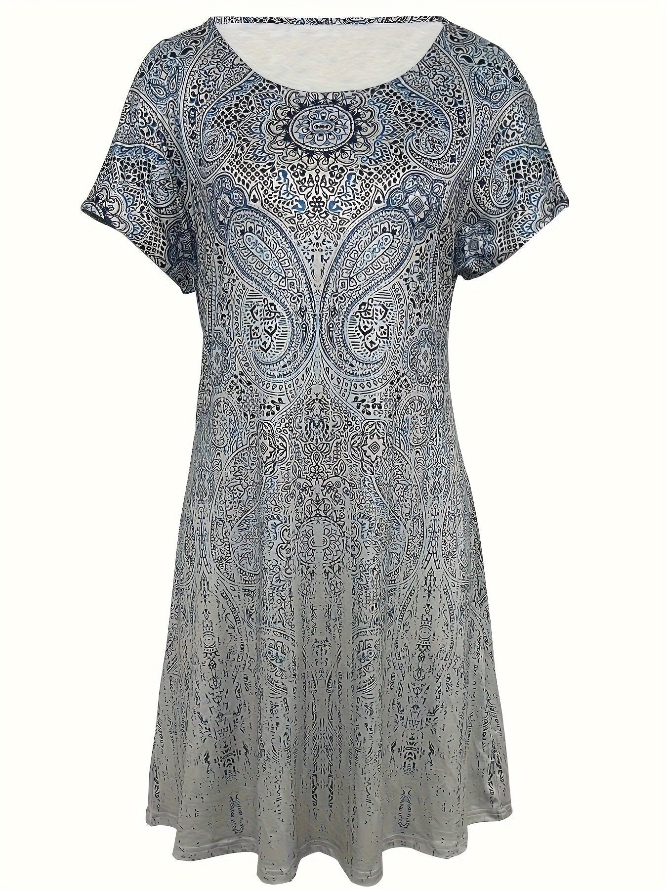 Robe mini femme – Coupe décontractée – Motif cachemire – Tissu respirant doux