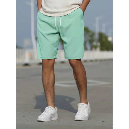 Short décontracté homme – Coupe ample – Tissu respirant – Taille à cordon – Poches côtés