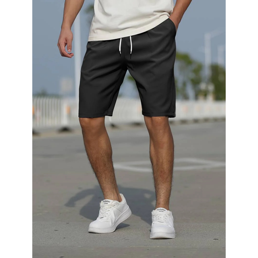 Short décontracté homme – Coupe ample – Tissu respirant – Taille à cordon – Poches côtés