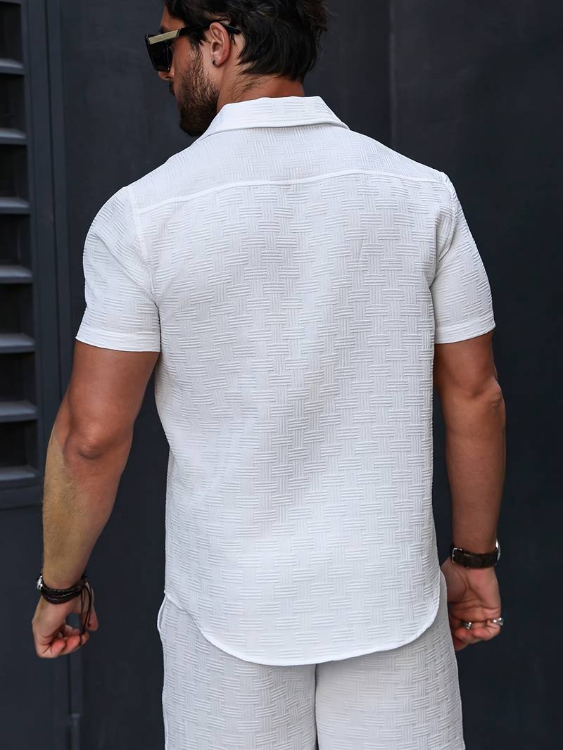 Ensemble de shorts pour hommes – Coupe classique – Tissu texturé – Boutonnage élégant