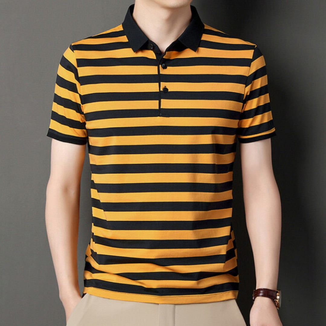 Men's polo – Slim fit – Soft knit – Short sleeves – Casual striped style