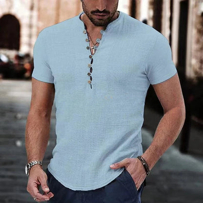 Men's short-sleeve shirt – Slim fit – Breathable fabric – Casual button-down collar