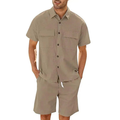 Men's Set Shirt and Short – Relaxed Fit – Breathable Fabric – Drawstring Waist