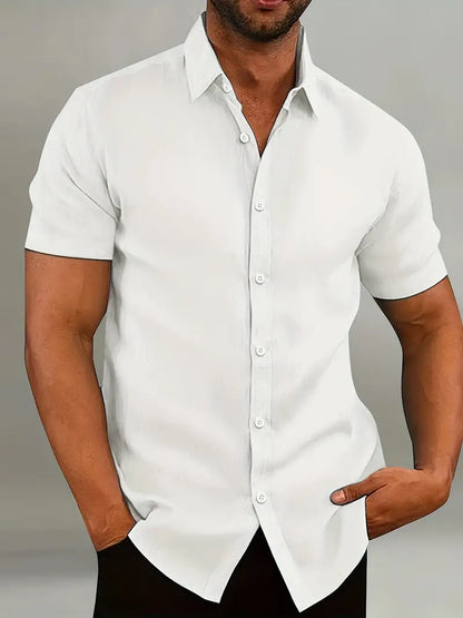Chemise homme à manches courtes – Coupe ajustée – Col classique