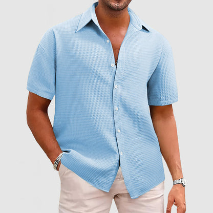Chemise homme manches courtes – Coupe décontractée – Maille gaufrée respirante