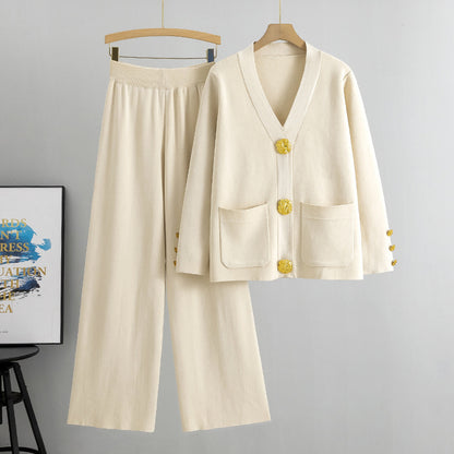Femme Cardigan Tricot Fin - Coupe Droite - Élégante - Boutons Décoratifs - Poches Avant