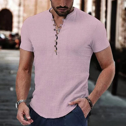 Men's short-sleeve shirt – Slim fit – Breathable fabric – Casual button-down collar