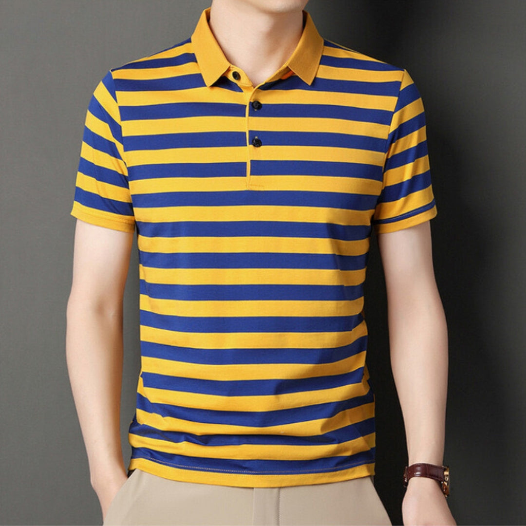 Men's polo – Slim fit – Soft knit – Short sleeves – Casual striped style