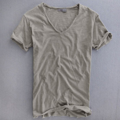 Men's T-shirt – Natural fibers – V-neck – Regular fit – Short sleeves