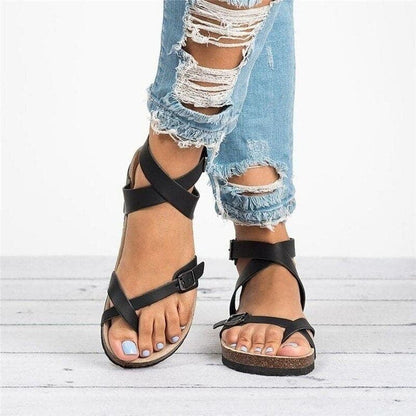 Sandales femme – Semelle plate ergonomique – Brides réglables – Confort rembourré