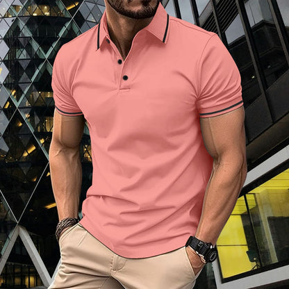 Men's polo – Slim fit – Soft knit – Ribbed collar – Short elegant sleeves