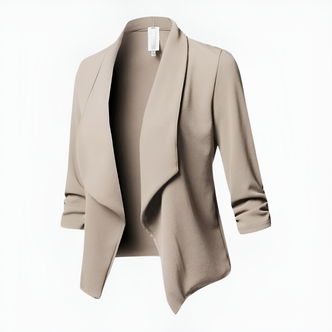 Women's blazer – Fitted cut – Shawl lapel – Open front without fastening – Long sleeves