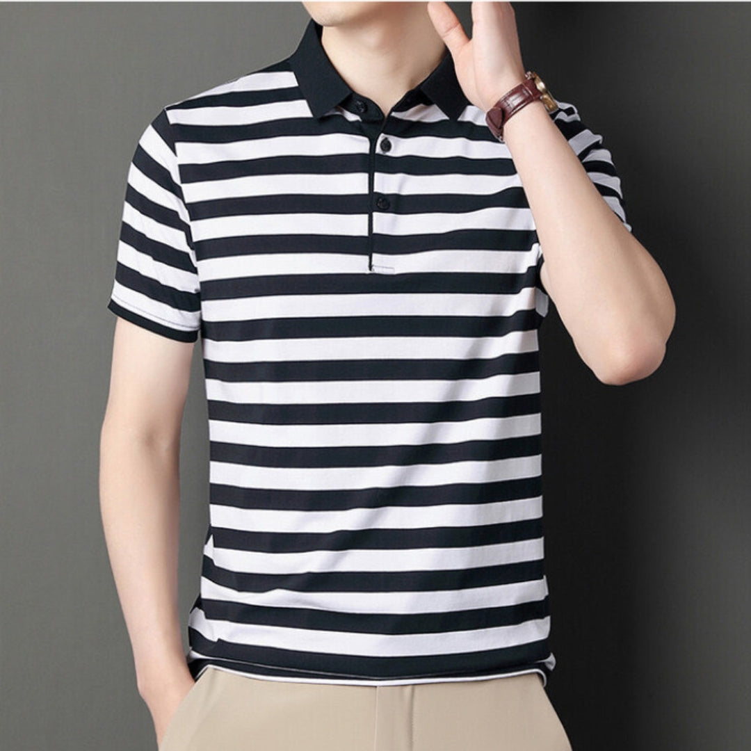 Men's polo – Slim fit – Soft knit – Short sleeves – Casual striped style