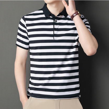 Men's polo – Slim fit – Soft knit – Short sleeves – Casual striped style