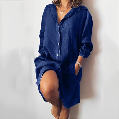 Blouse femme – Coupe ample – Fibres naturelles – Manches longues – Longueur tunique