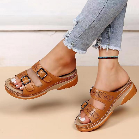 Sandales femme – Bout ouvert ergonomique – Brides réglables – Semelle confortable