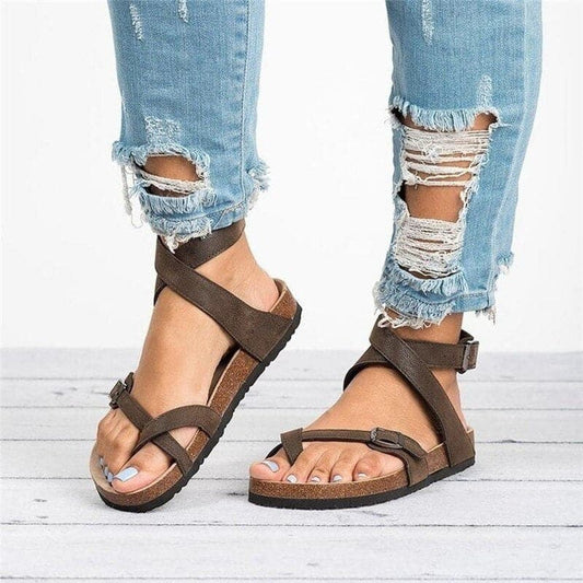 Sandales femme – Semelle plate ergonomique – Brides réglables – Confort rembourré
