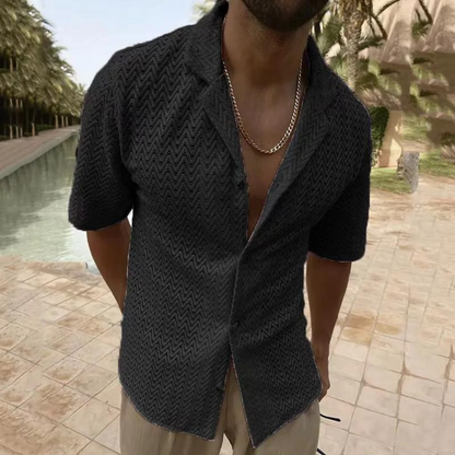 Polo homme – Coupe décontractée – Maille douce – Design ajouré respirant – Manches courtes