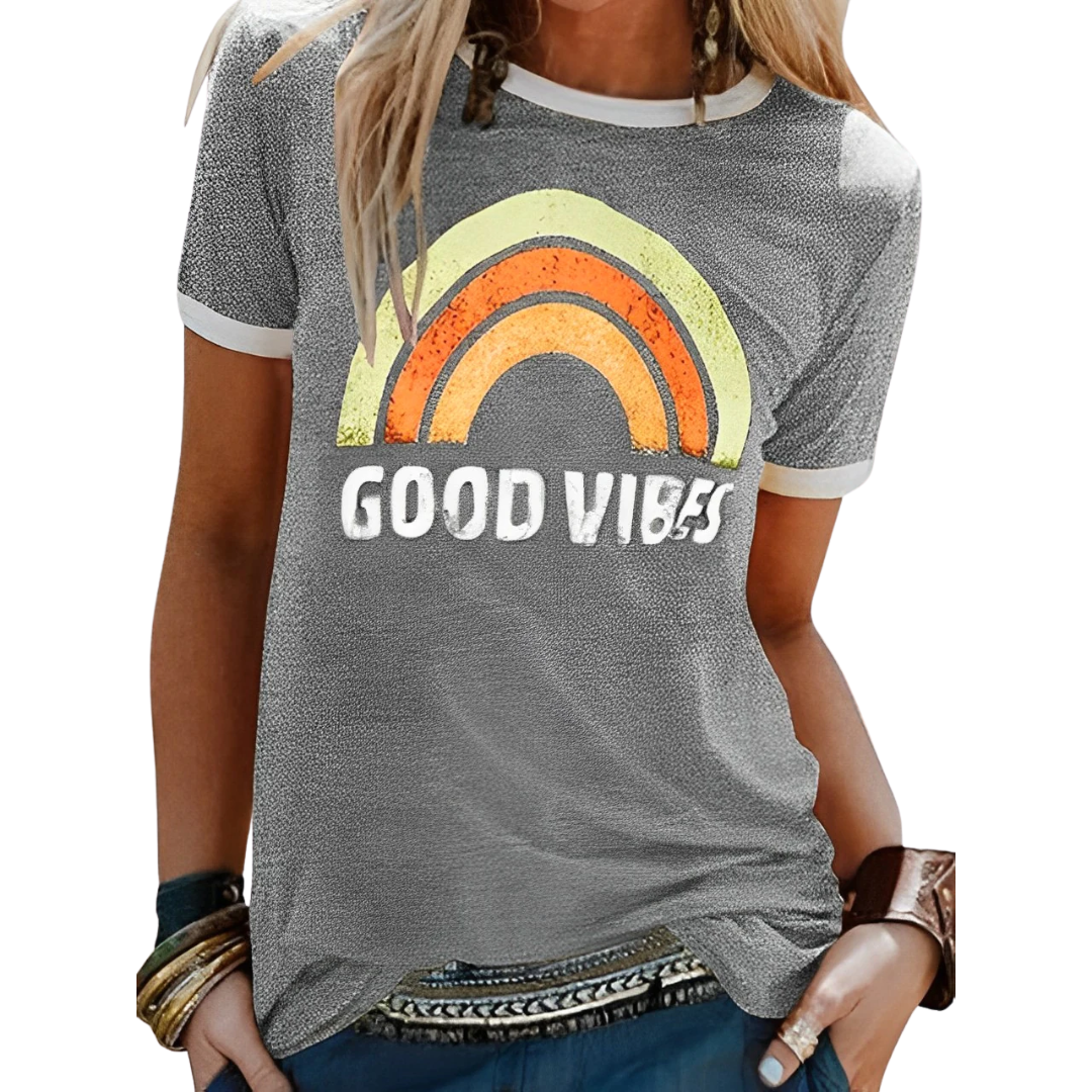 T-shirt femme – Coupe décontractée – Maille douce – Graphique vintage – Usage quotidien