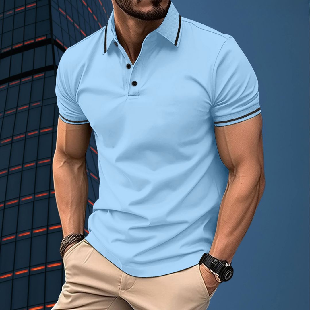 Men's polo – Slim fit – Soft knit – Ribbed collar – Short elegant sleeves