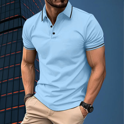 Men's polo – Slim fit – Soft knit – Ribbed collar – Short elegant sleeves