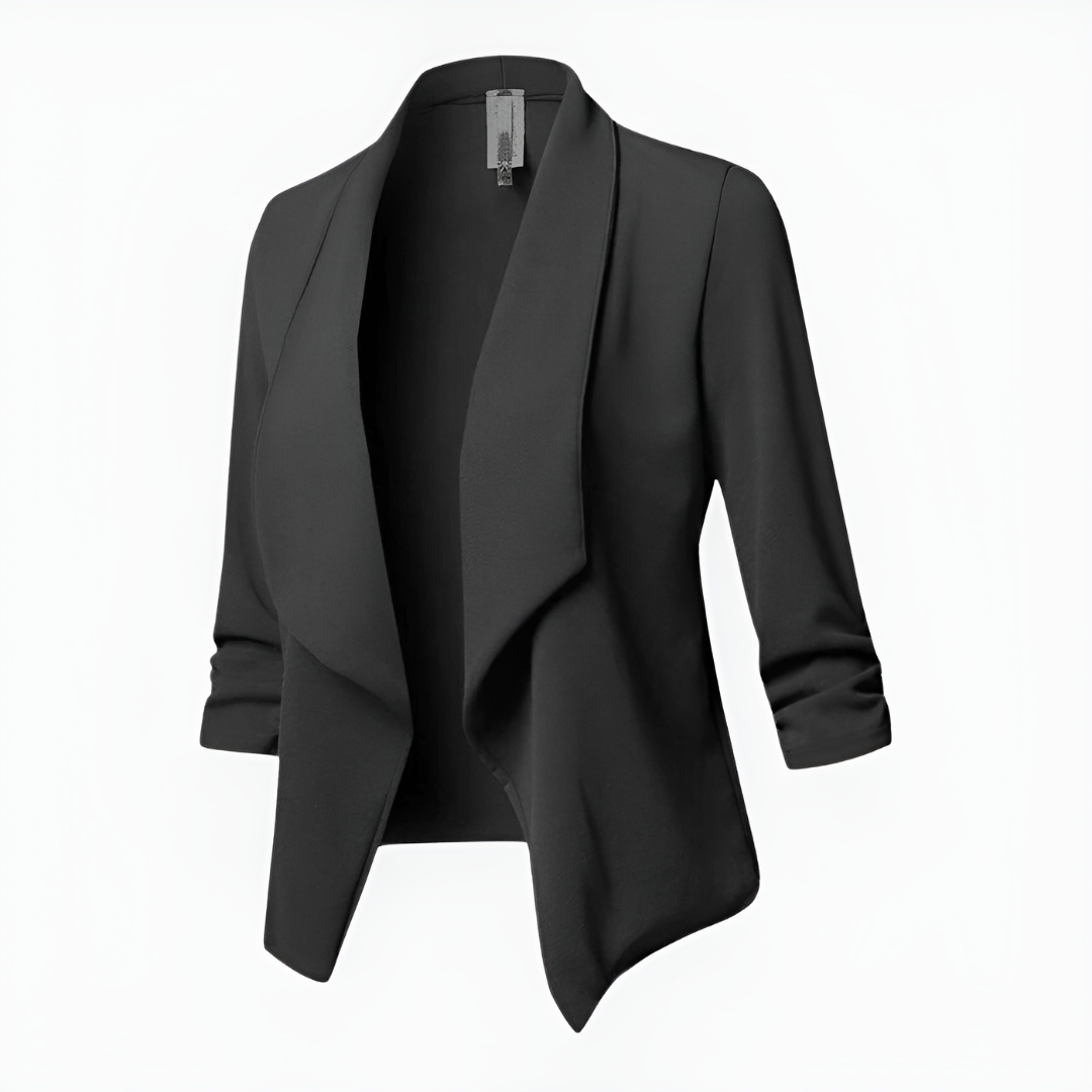 Women's blazer – Fitted cut – Shawl lapel – Open front without fastening – Long sleeves