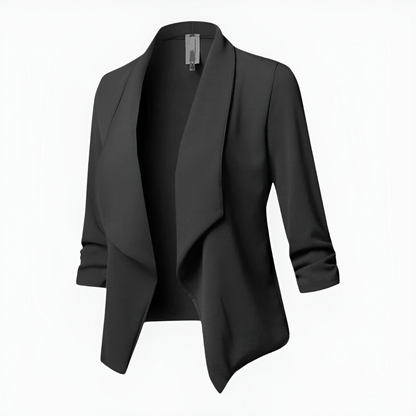 Women's blazer – Fitted cut – Shawl lapel – Open front without fastening – Long sleeves