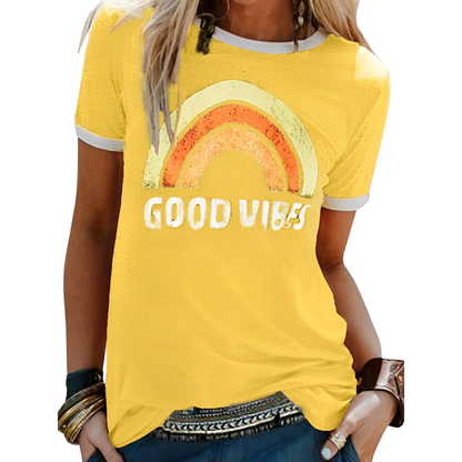 T-shirt femme – Coupe décontractée – Maille douce – Graphique vintage – Usage quotidien