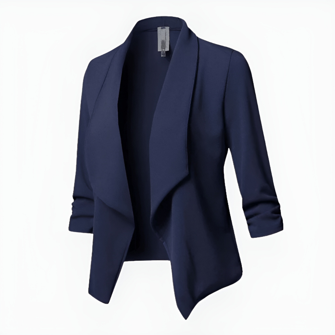 Women's blazer – Fitted cut – Shawl lapel – Open front without fastening – Long sleeves