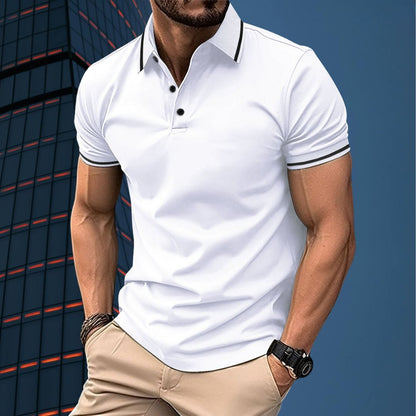 Men's polo – Slim fit – Soft knit – Ribbed collar – Short elegant sleeves