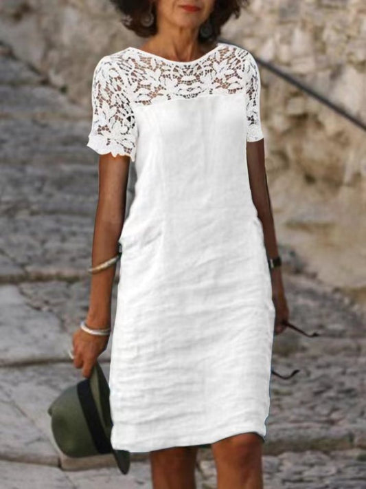 Robe femme – Coupe ample – Détail dentelle – Manches courtes – Tissu respirant
