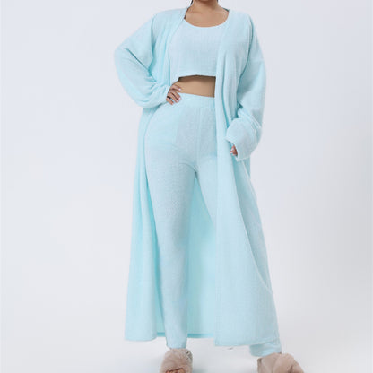 Femme Ensemble Lounge - Crop Top, Pantalon et Cardigan - Coupe Relax - Douillet - Polyvalent