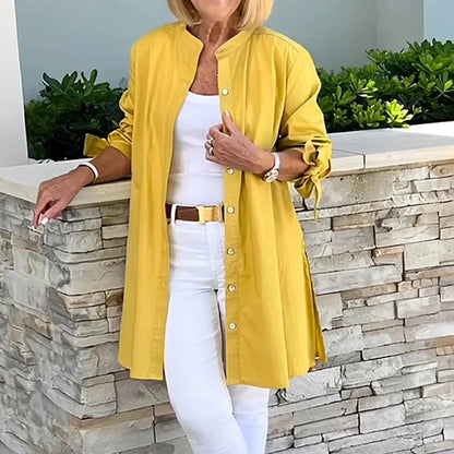 Chemise longue femme – Coupe ample – Boutonnée – Fente latérale – Tissu respirant