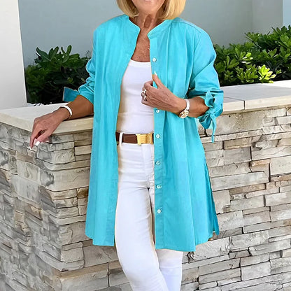 Chemise longue femme – Coupe ample – Boutonnée – Fente latérale – Tissu respirant