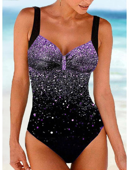 Maillot de bain une pièce femme – Coupe gainante – Bretelles larges – Sequins dégradés