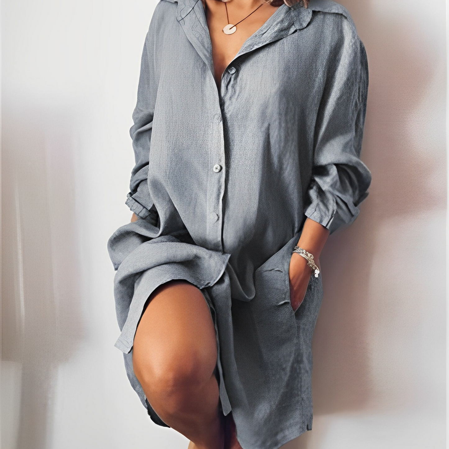 Blouse femme – Coupe ample – Fibres naturelles – Manches longues – Longueur tunique