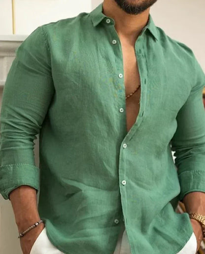 Chemise homme ajustée – Fibres naturelles – Manches longues – Boutonnage classique