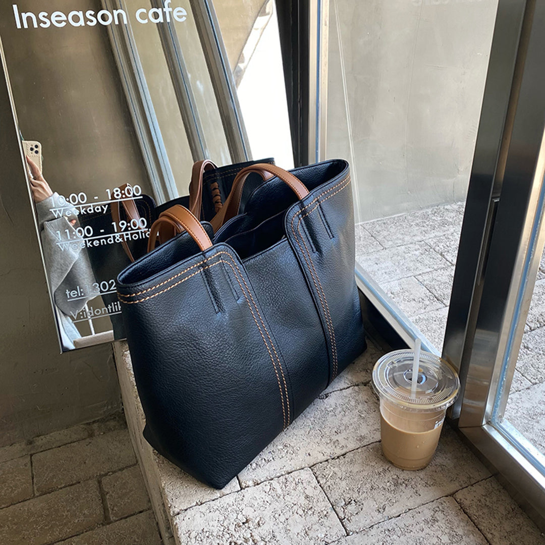 Sac cabas femme – Silhouette structurée – Toucher doux – Grandes anses renforcées