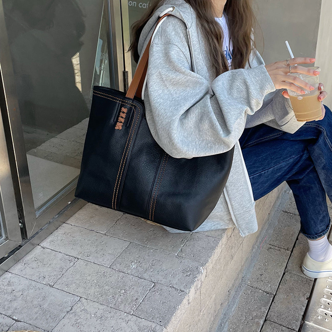 Sac cabas femme – Silhouette structurée – Toucher doux – Grandes anses renforcées