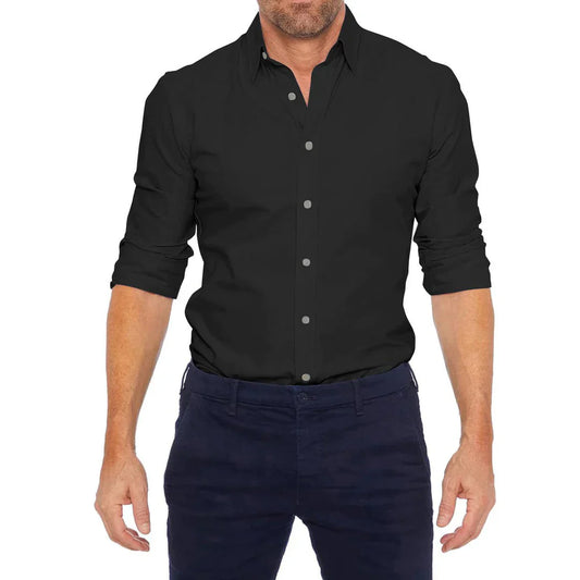 Chemise homme – Coupe slim – Tissu respirant – Boutonnage classique – Manches longues