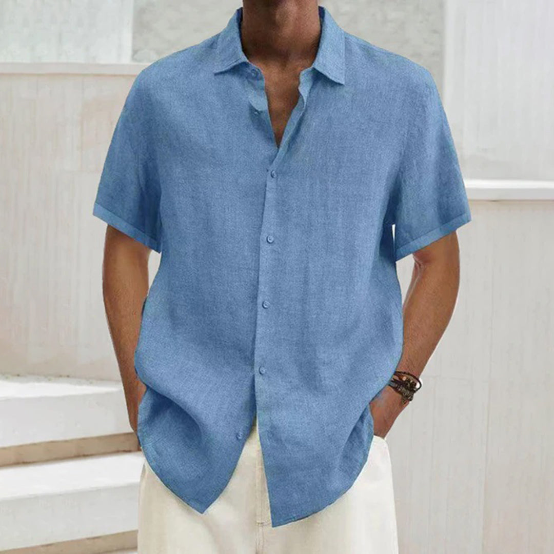 Men's short-sleeve shirt – Relaxed fit – Breathable fabric – Buttoned style