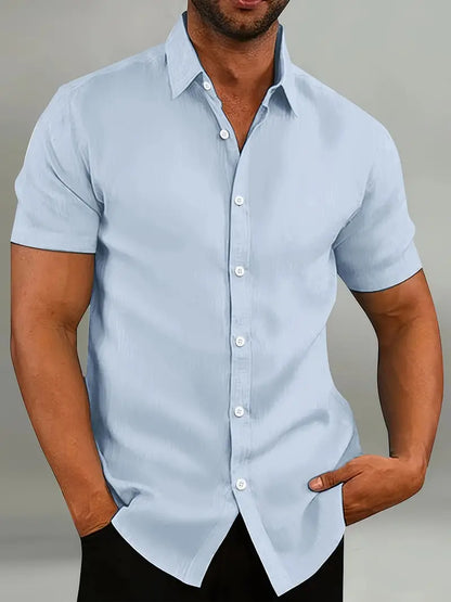 Chemise homme à manches courtes – Coupe ajustée – Col classique