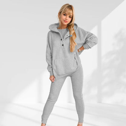 Femme Sweatshirt - Coton Doux - Coupe Oversize - Boutons Fonctionnels - Style Casual