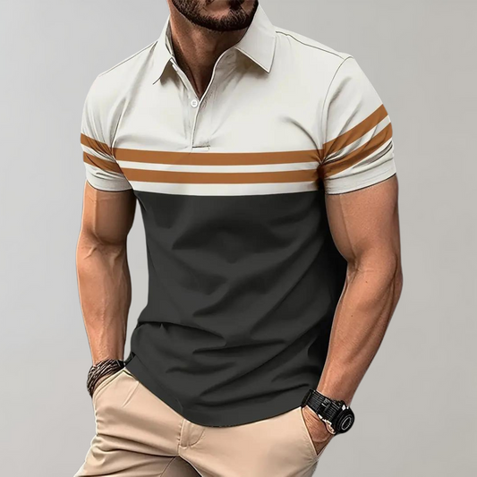 Polo homme – Coupe slim – Manches courtes – Tissu respirant – Rayures modernes