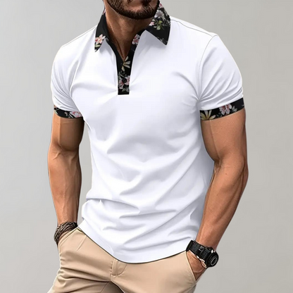 Polo homme – Coupe slim – Tissu respirant extensible – Détail fleuri élégant