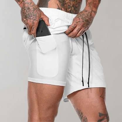 Short de sport homme – Coupe slim – Confort extensible – Doublure compressive avec poche